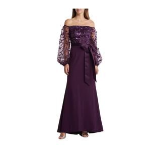NWT Eliza J floating petals plum purple dress gown size 6